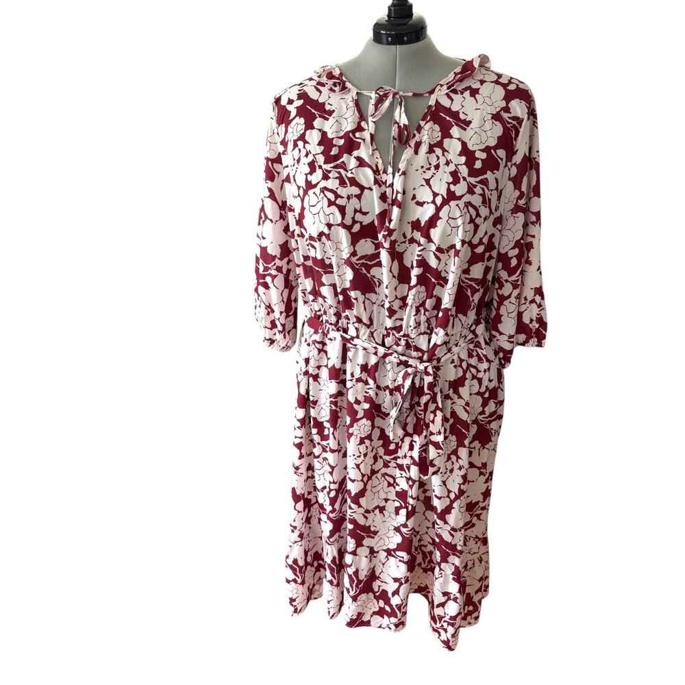 BloomChic Floral Midi Dress 6X 30 Ruffle Lantern Sleeve Pocket Tie - Picture 2 of 15